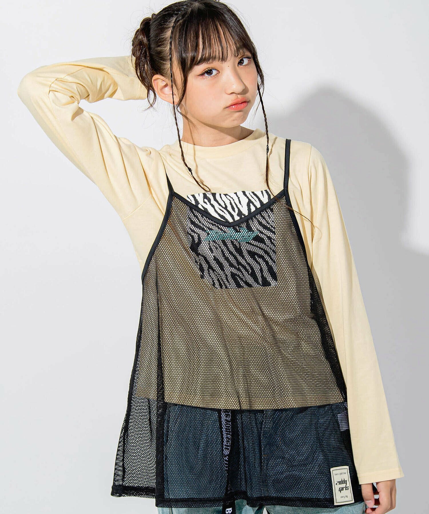 【 ニコ☆プチ 掲載 】メッシュキャミソール&Tシャツセット(130~160cm)